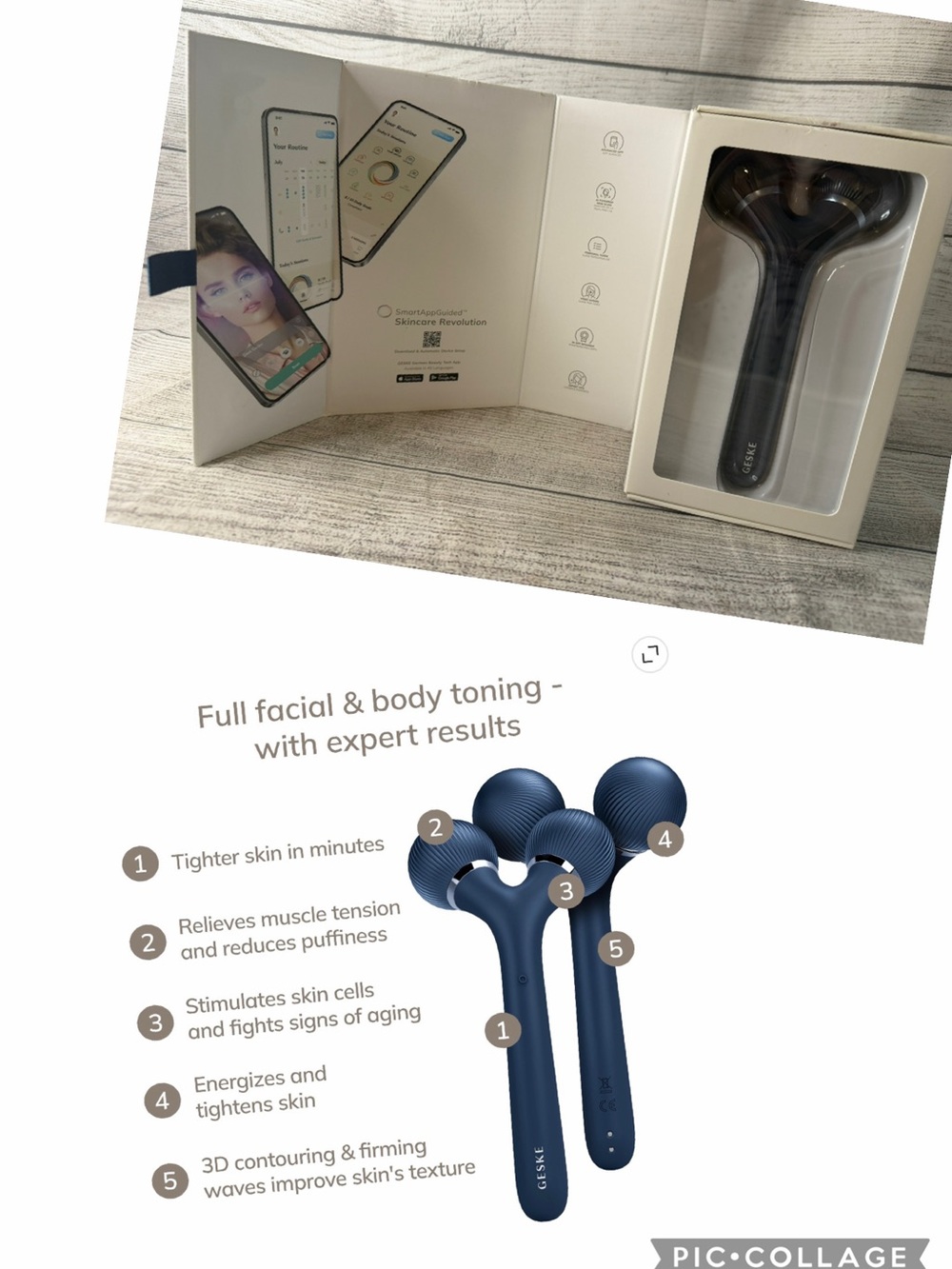 GESKE SmartAppGuided™ Sonic Facial & Body Roller | 4 in 1 | Derma Roller